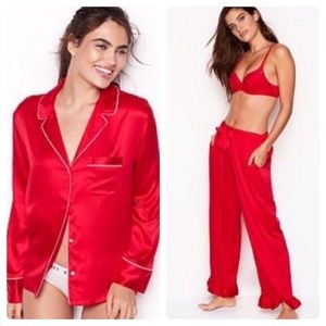 NWT Victoria’s Secret Satin PJ Set Red